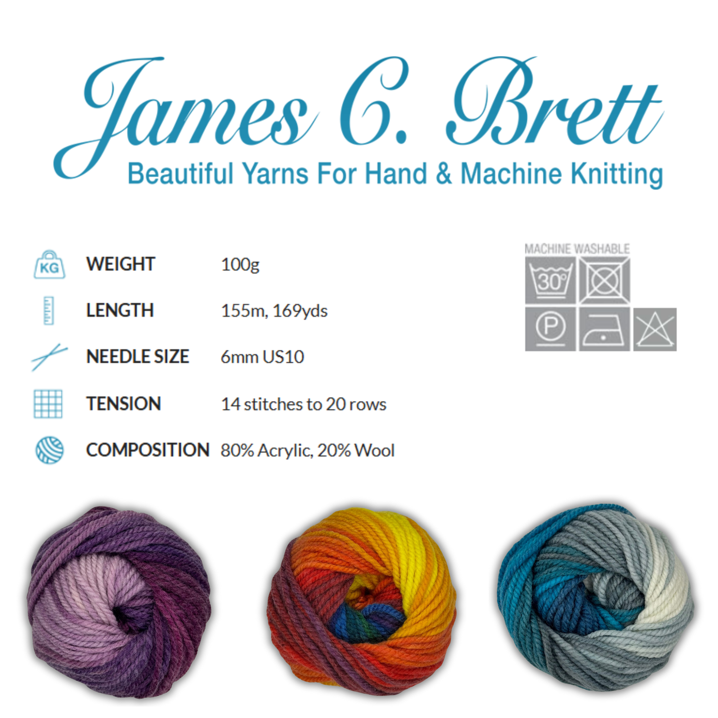 Aurora Chunky Yarn - James C Brett - 100g Ball