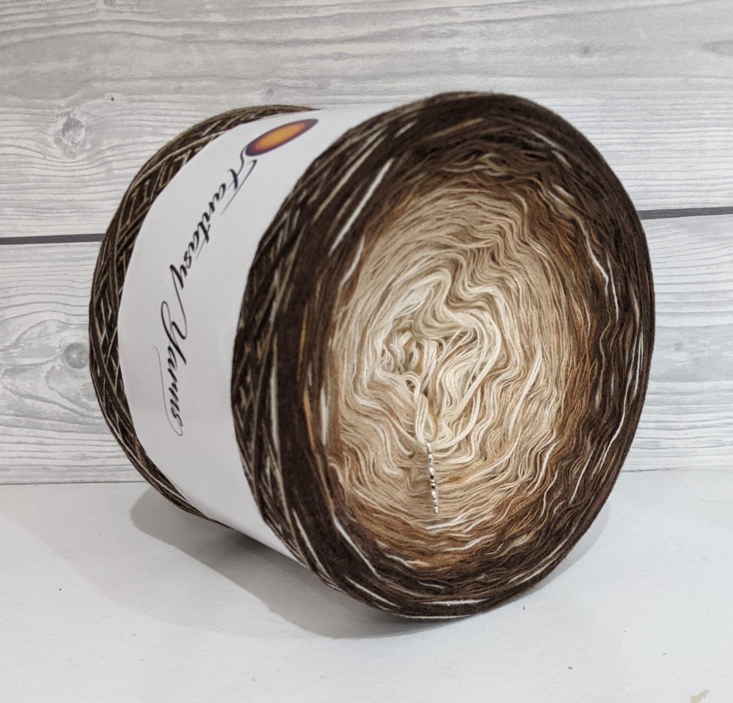 Limited Edition - Brown Ombre Yarn Cake with Printed Thread - Colour Change Yarn - Gradient Yarn Cake