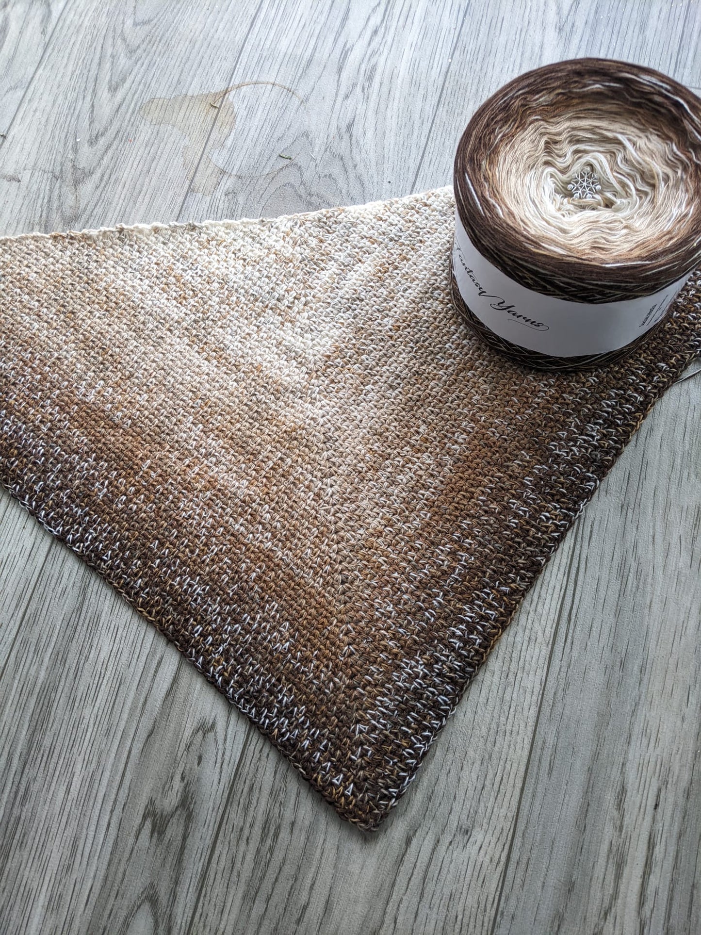 Limited Edition - Brown Ombre Yarn Cake with Printed Thread - Colour Change Yarn - Gradient Yarn Cake