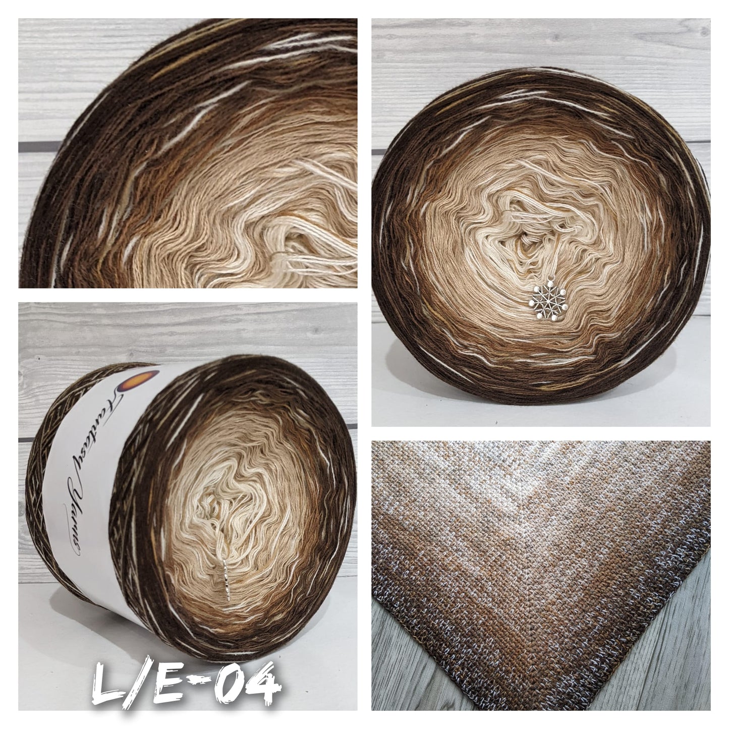 Limited Edition - Brown Ombre Yarn Cake with Printed Thread - Colour Change Yarn - Gradient Yarn Cake