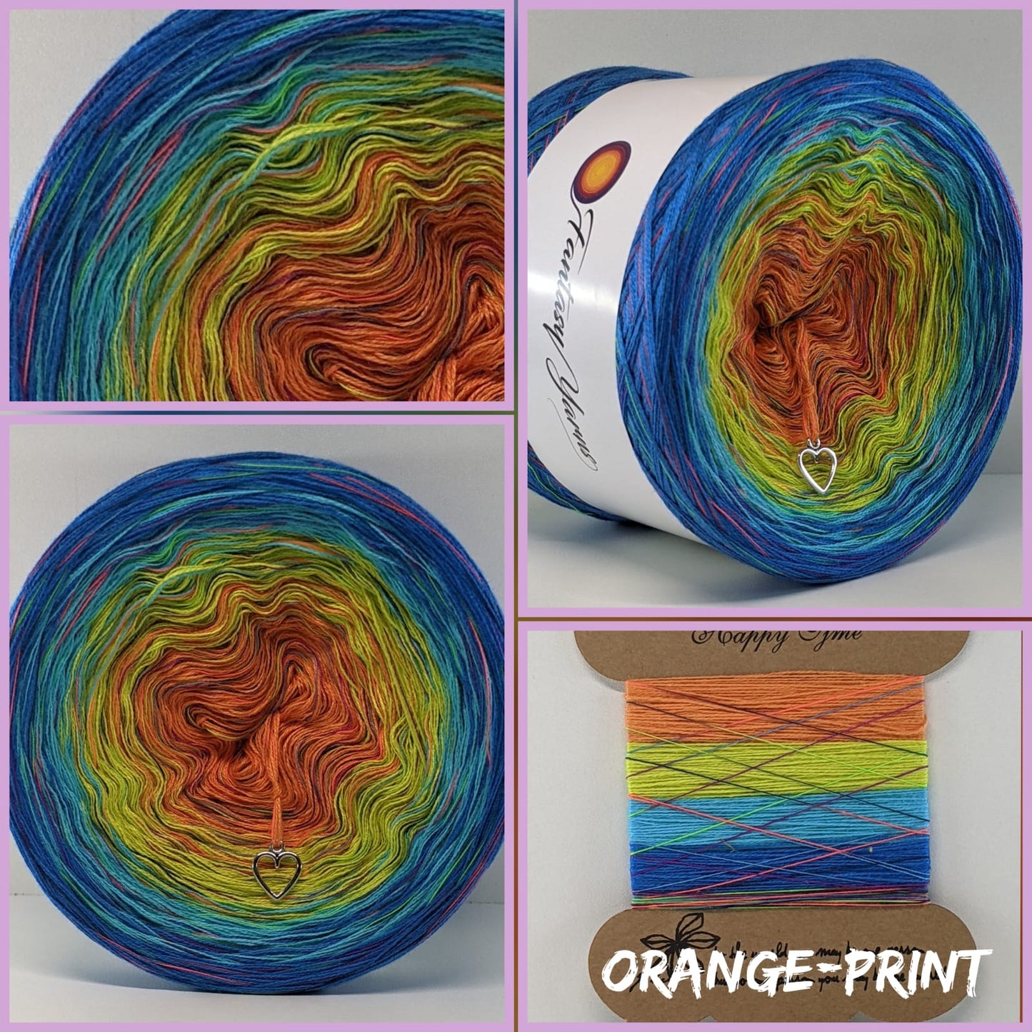 Limited Edition - ORANGE-PRINT - 4ply - 1000m- Colour Change Yarn - Gradient Yarn Cake