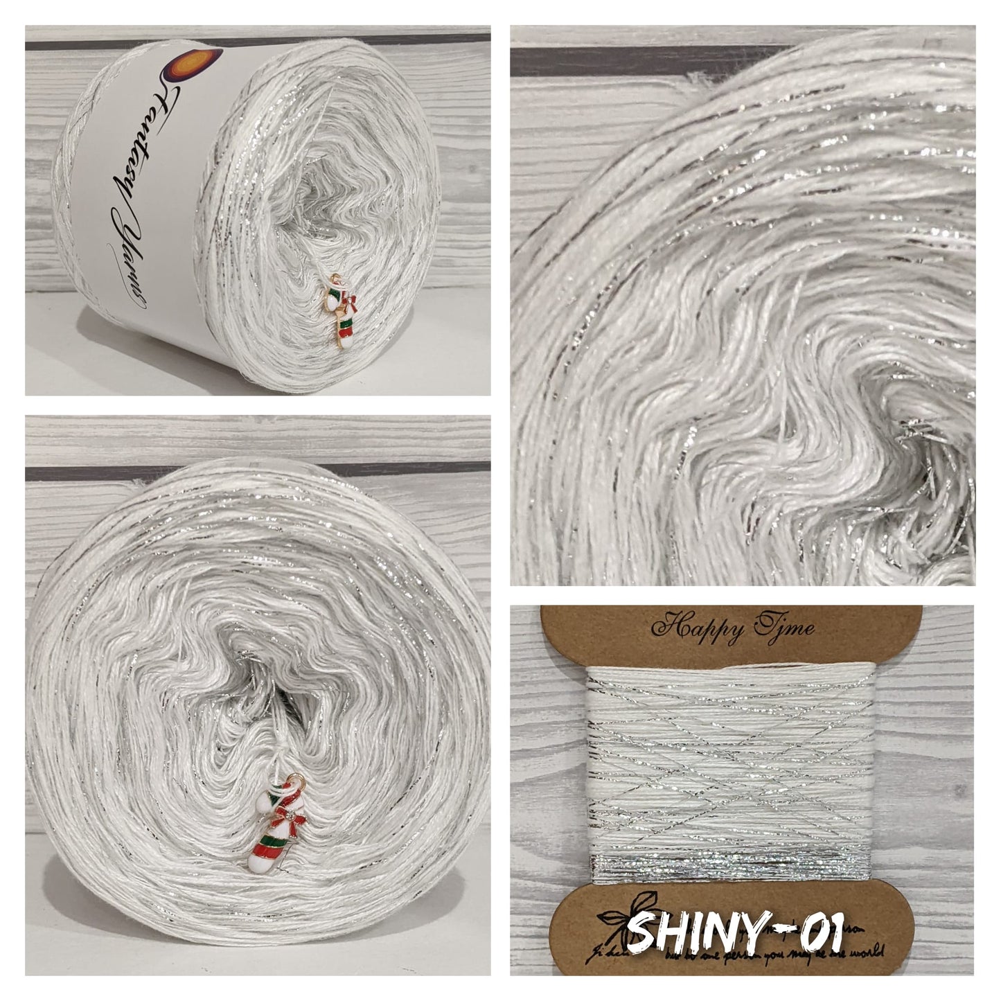 SHINY 01 - Solid Colour Yarn Cake with Lurex