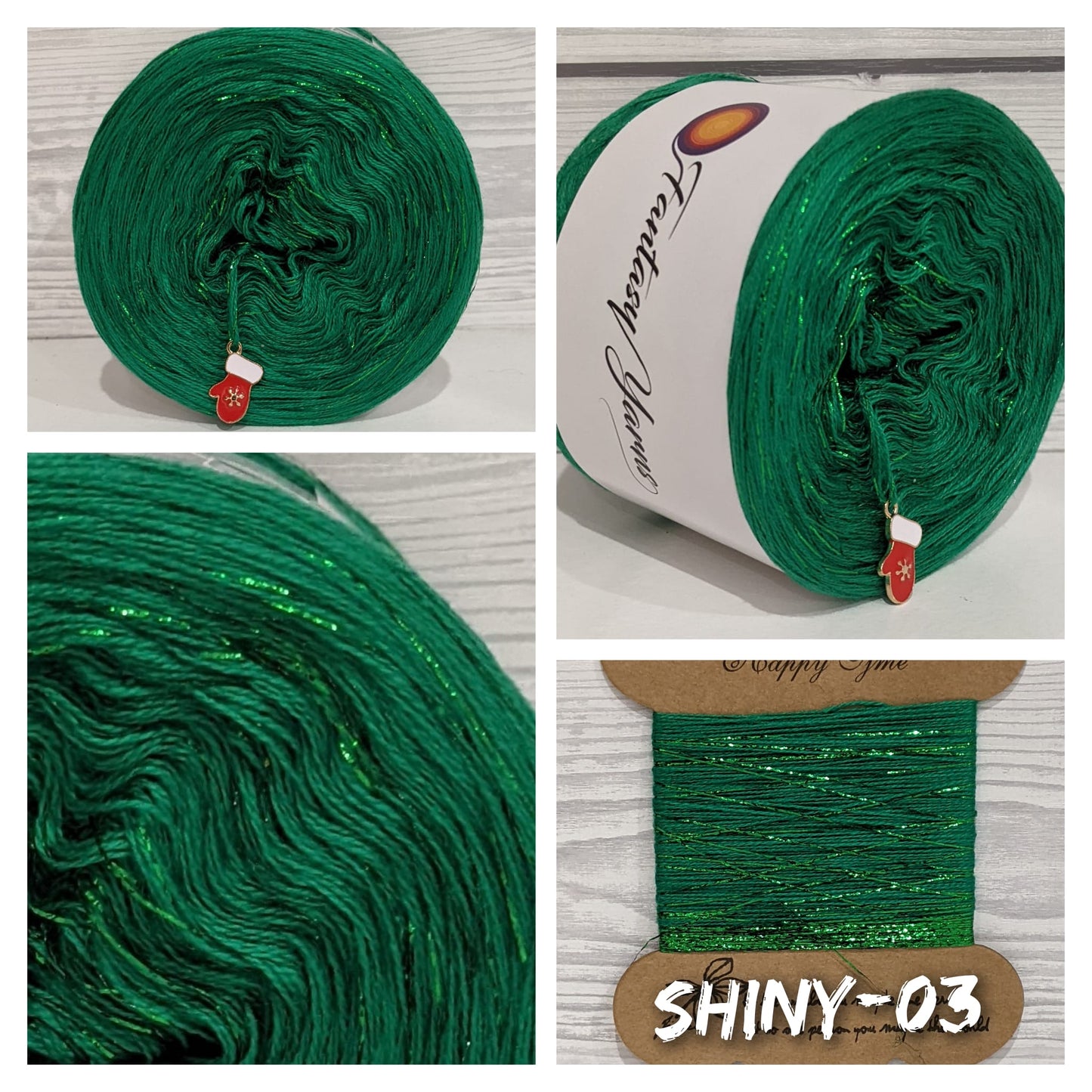 SHINY 03 - Solid Colour Yarn Cake with Lurex