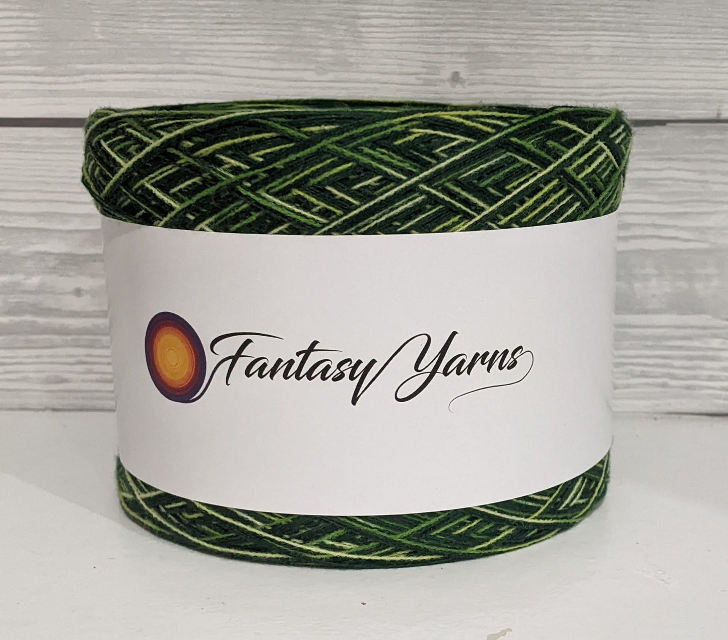 Limited Edition - Green Ombre Yarn Cake with Printed Thread - Colour Change Yarn - Gradient Yarn Cake